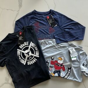 Lot of 3 Boys Under Armour short- long sleeve tee size M/L